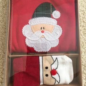 NEW Mud Pie FIRST CHRISTMAS baby boys Santa Boxed. 2pc Set, 0-6